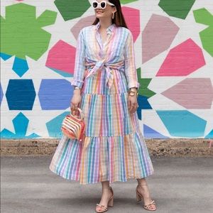 🌈 NWT Faux Wrap Rainbow Gingham Dress 🌈